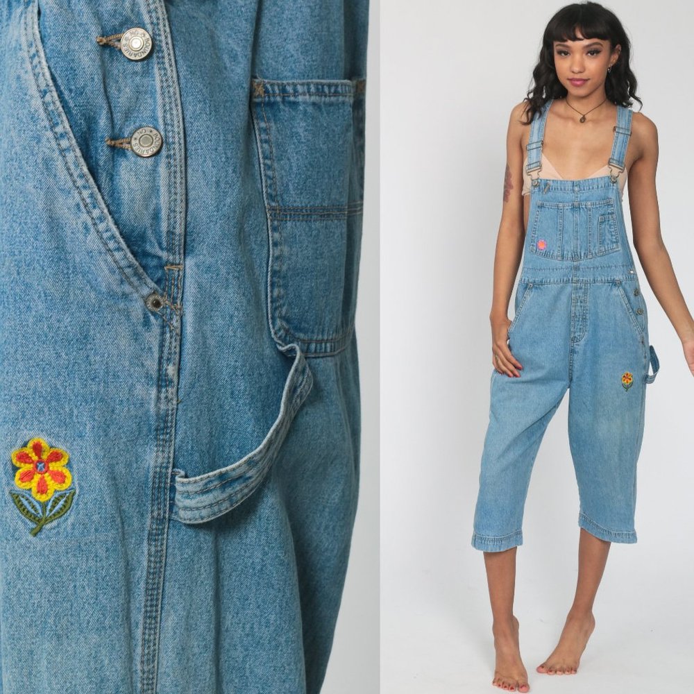 Vintage 90s Cropped Denim overalls